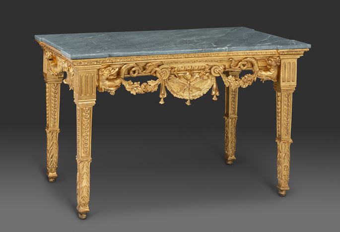 A north Italian  neoclassical giltwood console with grey marble top, Genoa, last quarter XVIII c. | MasterArt